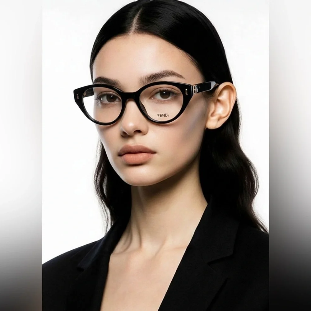 NEW Authentic Fendi FE50020I 001 Cat-Eye Eyeglasses – Shiny Black
